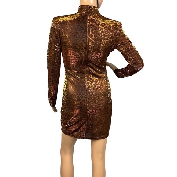 Dress The Population X Cosmopolitan Alex Dress Metallic Leopard Print Size M NWT - Picture 3 of 11